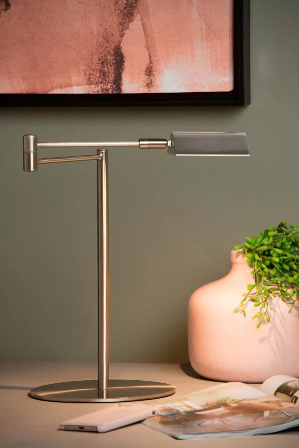 Lucide NUVOLA - Desk lamp - Ø 20 cm - LED Dim. - 1x9W 3000K - Satin Chrome - ambiance 2